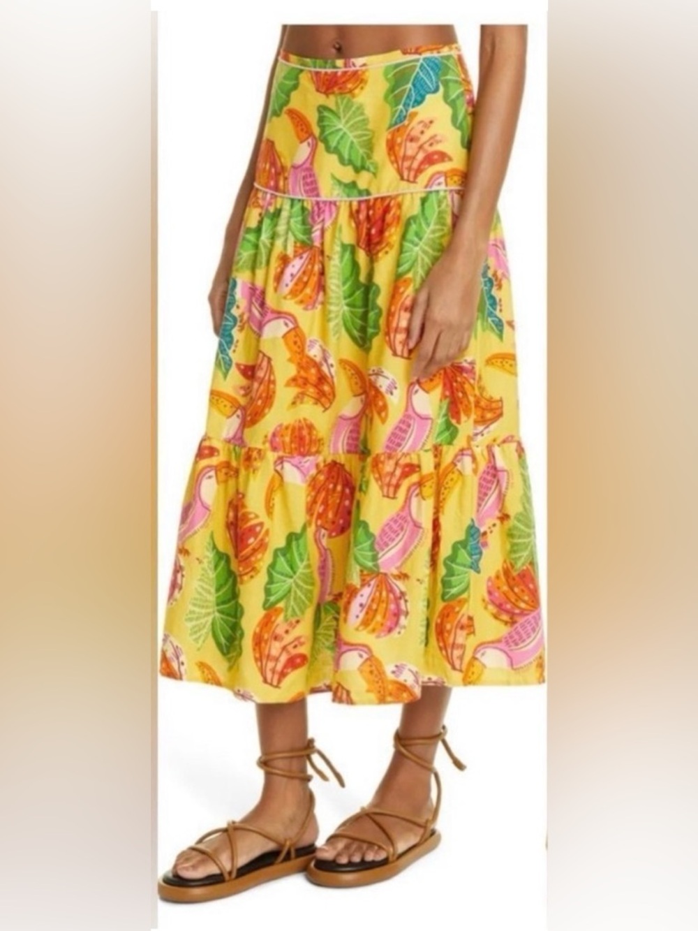 Farm Rio Beaks and Bananas Midi Skirt